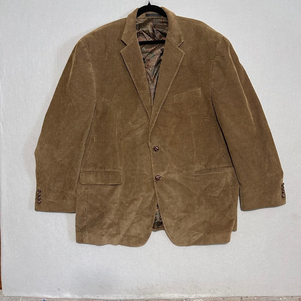 Lauren Ralph Lauren Mens Brown Corduroy Blazer Sport Coat 48L Paisley Lining